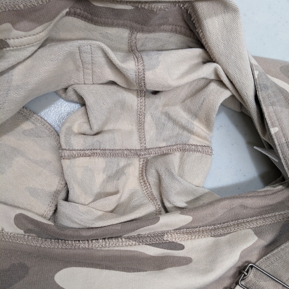Universal Thread Shortall Bib Shorts Overalls S Taupe Camo Stretch Beach Boho - Picture 11 of 12